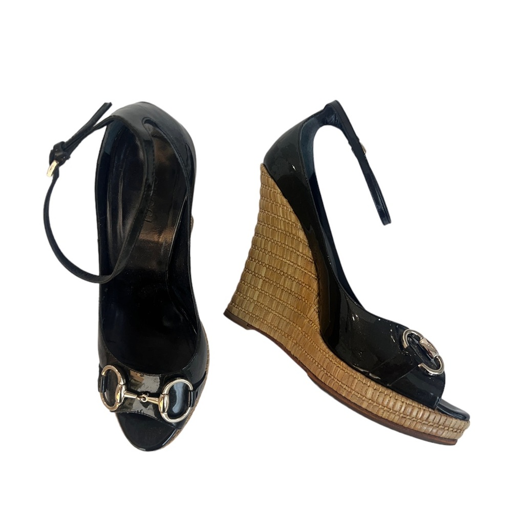 Elegant Black Wedge Sandals